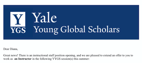 Yale University’s Young Global Scholar Program & Planning for Instructing